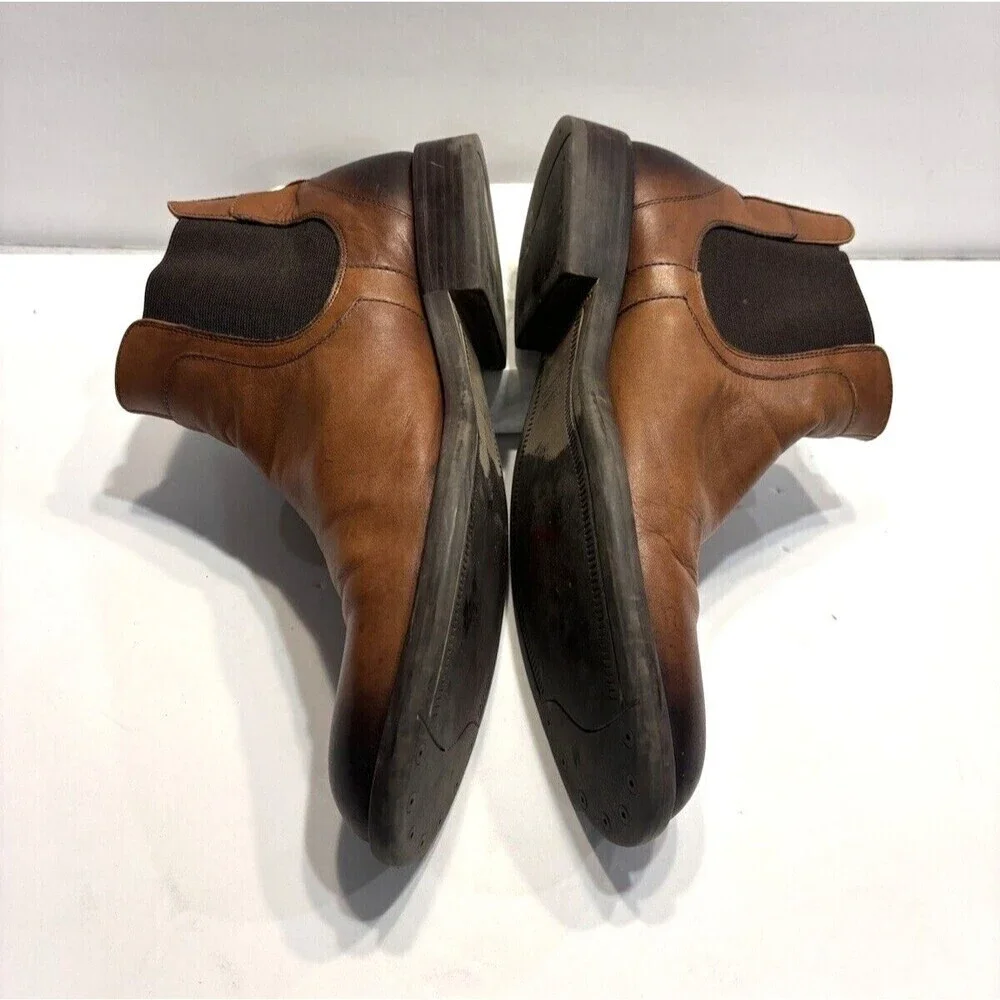 Johnston & Murphy Chelsea Boots Brown leather Pull on 59-1238 Shoes Mens Sz 10 M